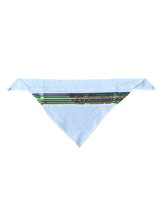 Pañuelo de lentejuelas blancas a rayas para mascotas
