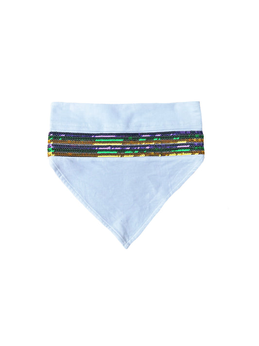 Pañuelo de lentejuelas blancas a rayas para mascotas