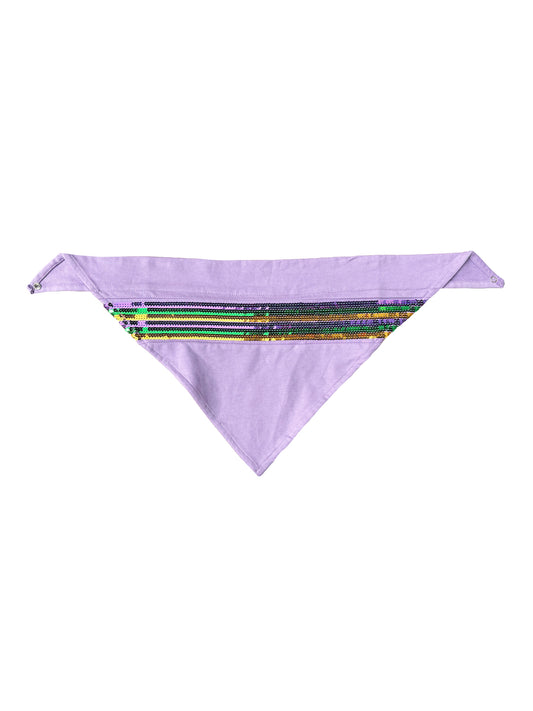 Pañuelo de lentejuelas a rayas lavanda para mascotas