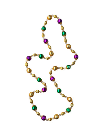 Collar de cuentas especial morado, verde y dorado con detalles metálicos