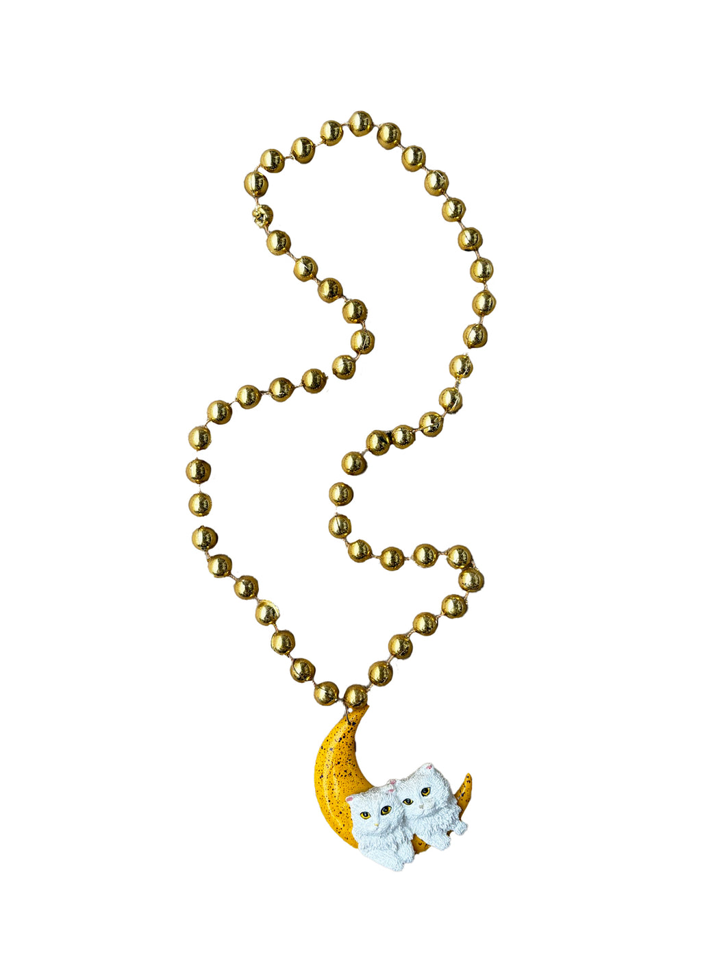 Kittens Hanging on the Moon on Gold Specialty Bead