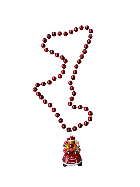 Reindeer with Presents on a Red Specialty Bead
