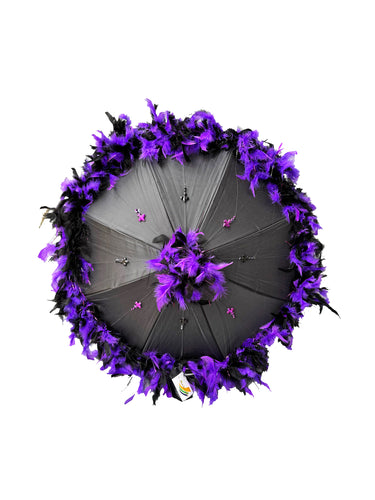 Black and Purple Feathered Parasol (Halloween)