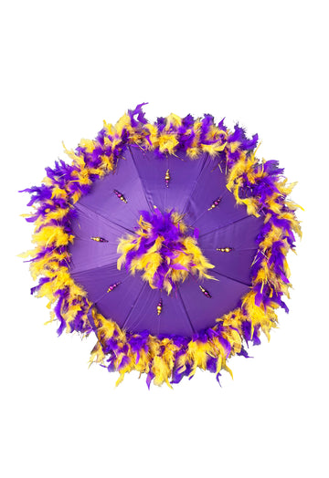 Purple and Gold Feathered Parasol