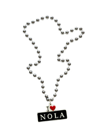 I Heart Nola Street Sign Medallion on Silver Specialty Bead