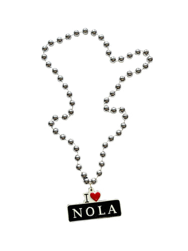 I Heart Nola Street Sign Medallion on Silver Specialty Bead