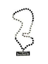 Bourbon Street Sign Medallion on Black and Silver Specialty Bead