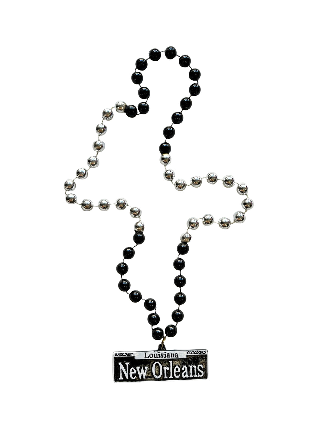 New Orleans Street Sign Medallion on Black and Silver Specialty Bead