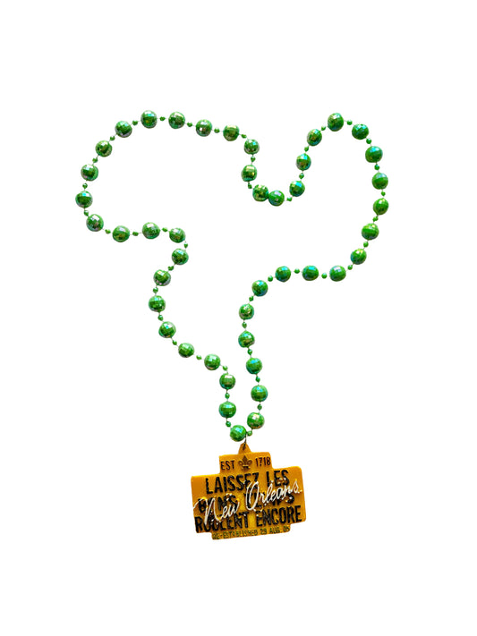 Laissez Les Bons Temps Rouler New Orleans Medallion on Green Specialty Bead