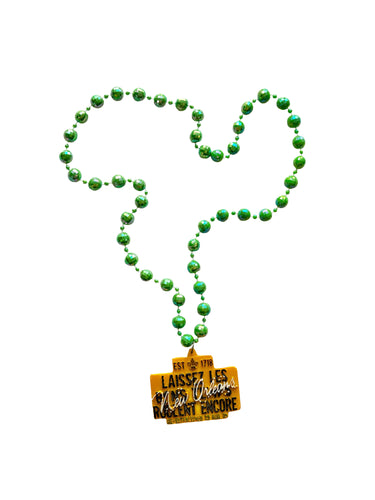 Laissez Les Bons Temps Rouler New Orleans Medallion on Green Specialty Bead