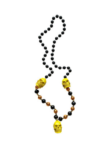 Trío de cabezas de calavera (Halloween) en cuentas especiales negras y naranjas