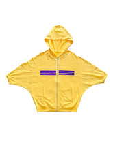 Purple and Gold Glitter Stripe 3/4 Sleeve Zip Up Hoodie