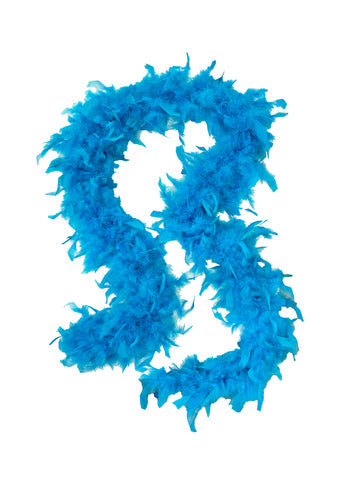 Boas en plumes de couleur turquoise unie