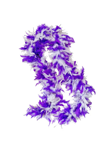 Boas en plumes bicolores violet et blanc