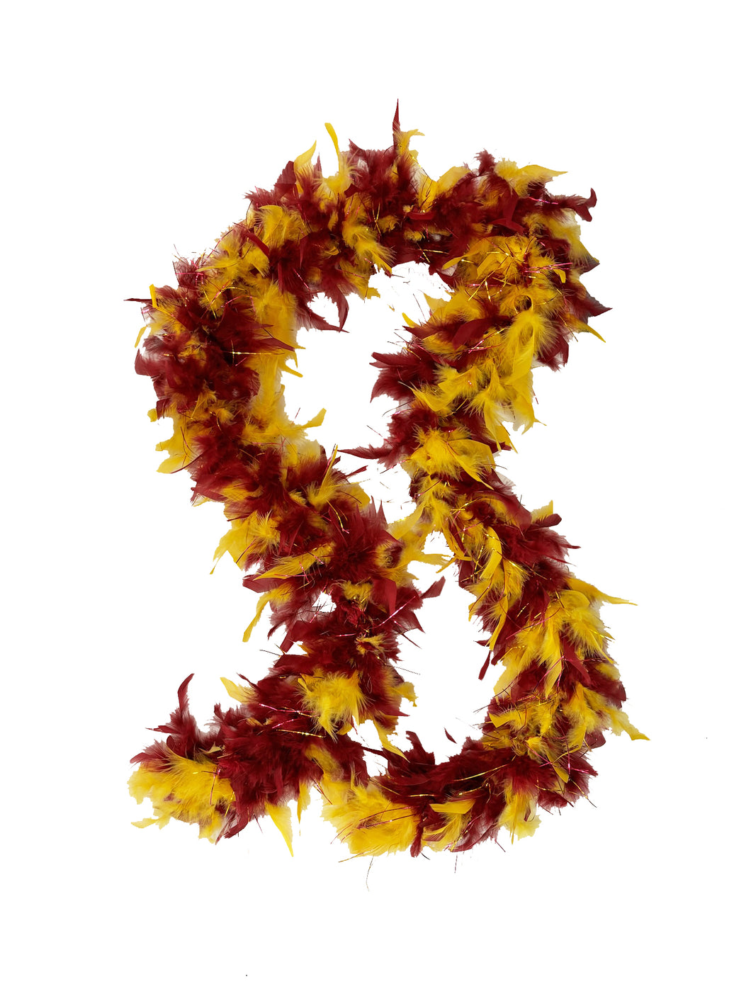 Maroon and Gold Two Tone Feather Boas