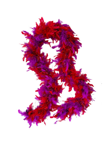 Purple and Red with Red Foil Two Tone Feather Boas