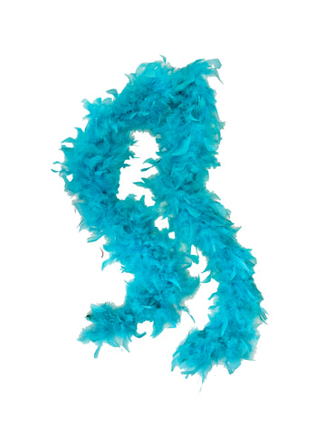 Boa de plumas azul aguamarina de color liso