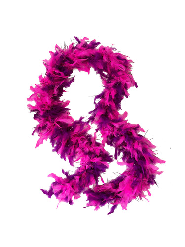 Pink And Purple Two Tone Feather Boas With Matching Foil