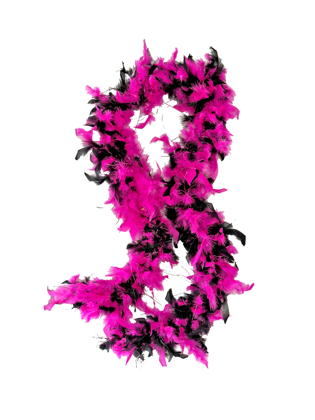 Hot Pink And Black Two Tone Feather Boas With Matching Foil