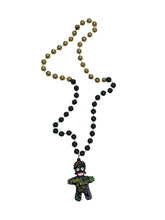 Goddess of Wealth Voodoo Medallion on a Black and Gold Specialty Bead