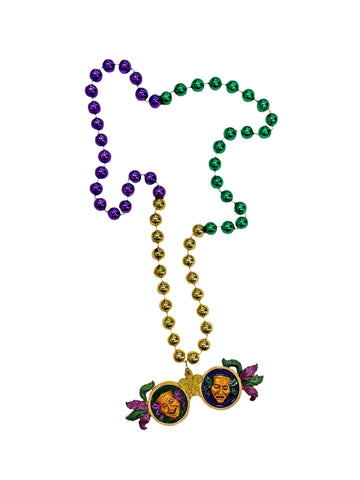 Gafas de sol de comedia y tragedia con purpurina en cuentas especiales de color morado, verde y dorado