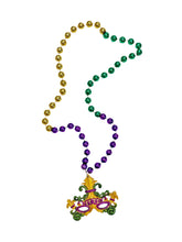 Venetian Mask with Fleur De Lis Medallion on a Purple Green Gold Specialty Beads