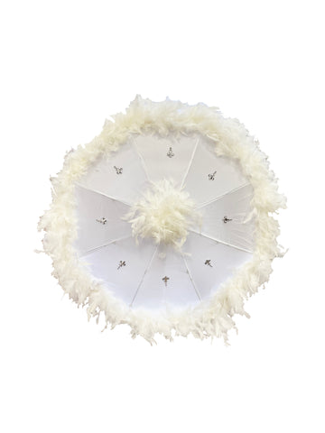 Parasol de Plumas Blancas