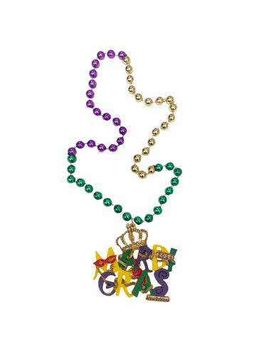 Mardi Gras 2024 Medallion on a Purple Green Gold Specialty Bead