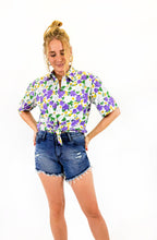 Mardi Gras Floral Block Print Button Up Shirt