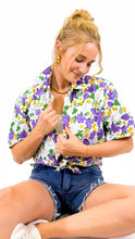 Mardi Gras Floral Block Print Button Up Shirt