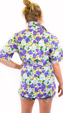 Mardi Gras Floral Block Print Button Up Shirt