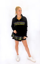 Adult Sequin Chest Stripe 1/4 Zip Pullover – Black