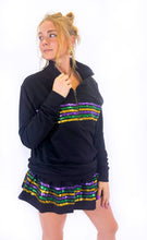 Adult Sequin Chest Stripe 1/4 Zip Pullover – Black