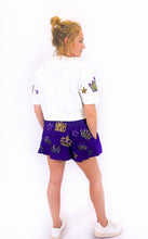 White Crown and Stars Short Sleeve Crop Top