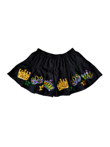 Adult Pleated Crown and Mask Skort - Black