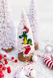 Cheerful Alligator in a Christmas Stocking Ornament