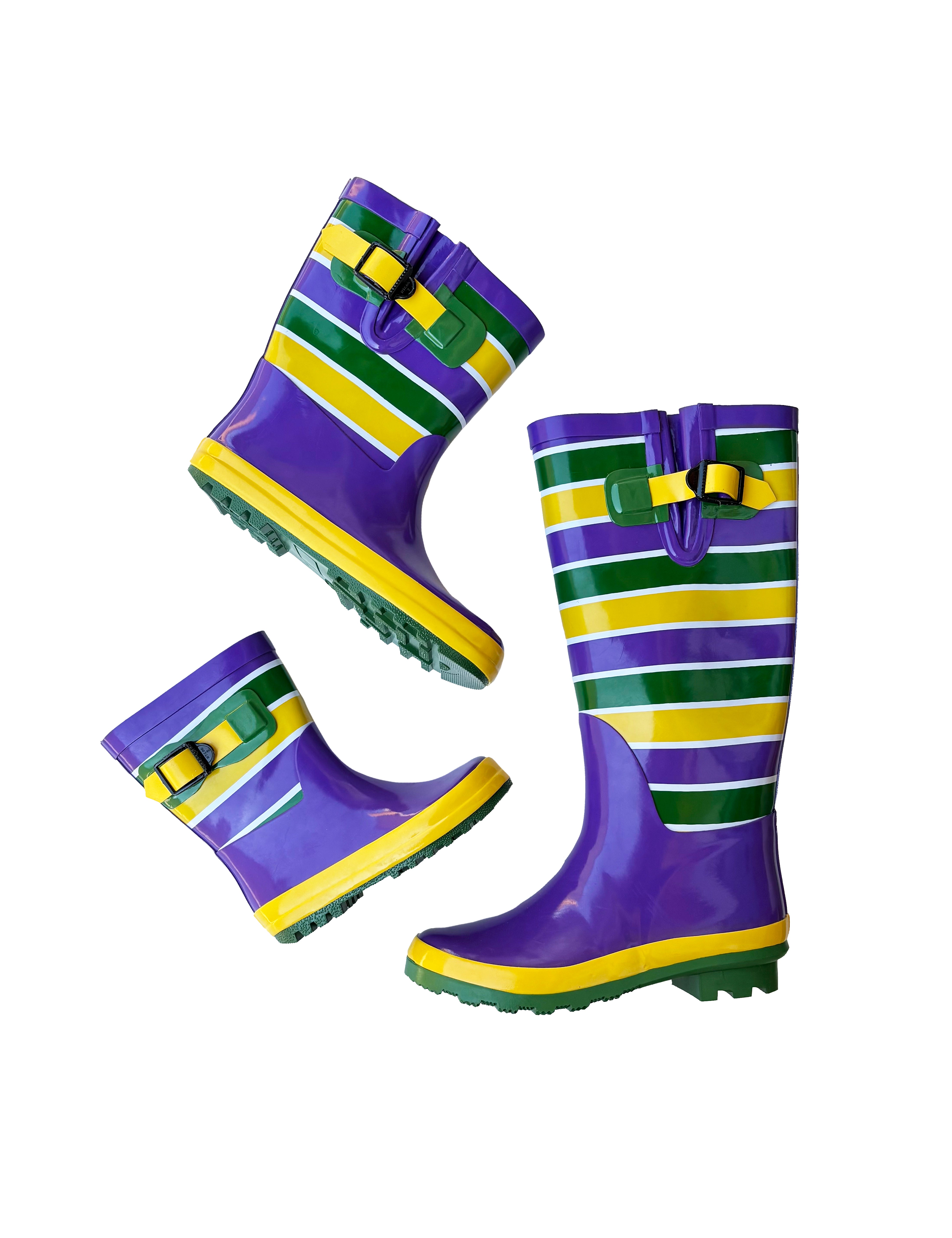 Unisex Striped Rain Boots - Youth – Mardi Gras Creations
