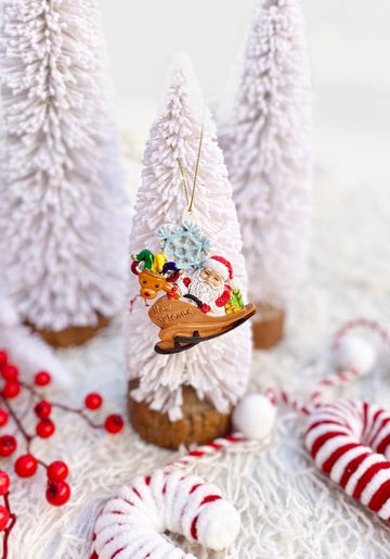 Santa and Reindeer on a Sleigh Ornament