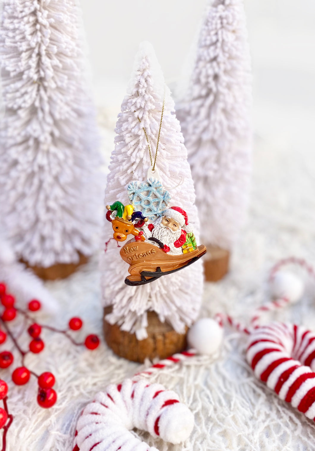 Santa and Reindeer on a Sleigh Ornament