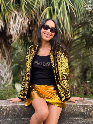 Caraco ajusté « Who Dat » avec strass