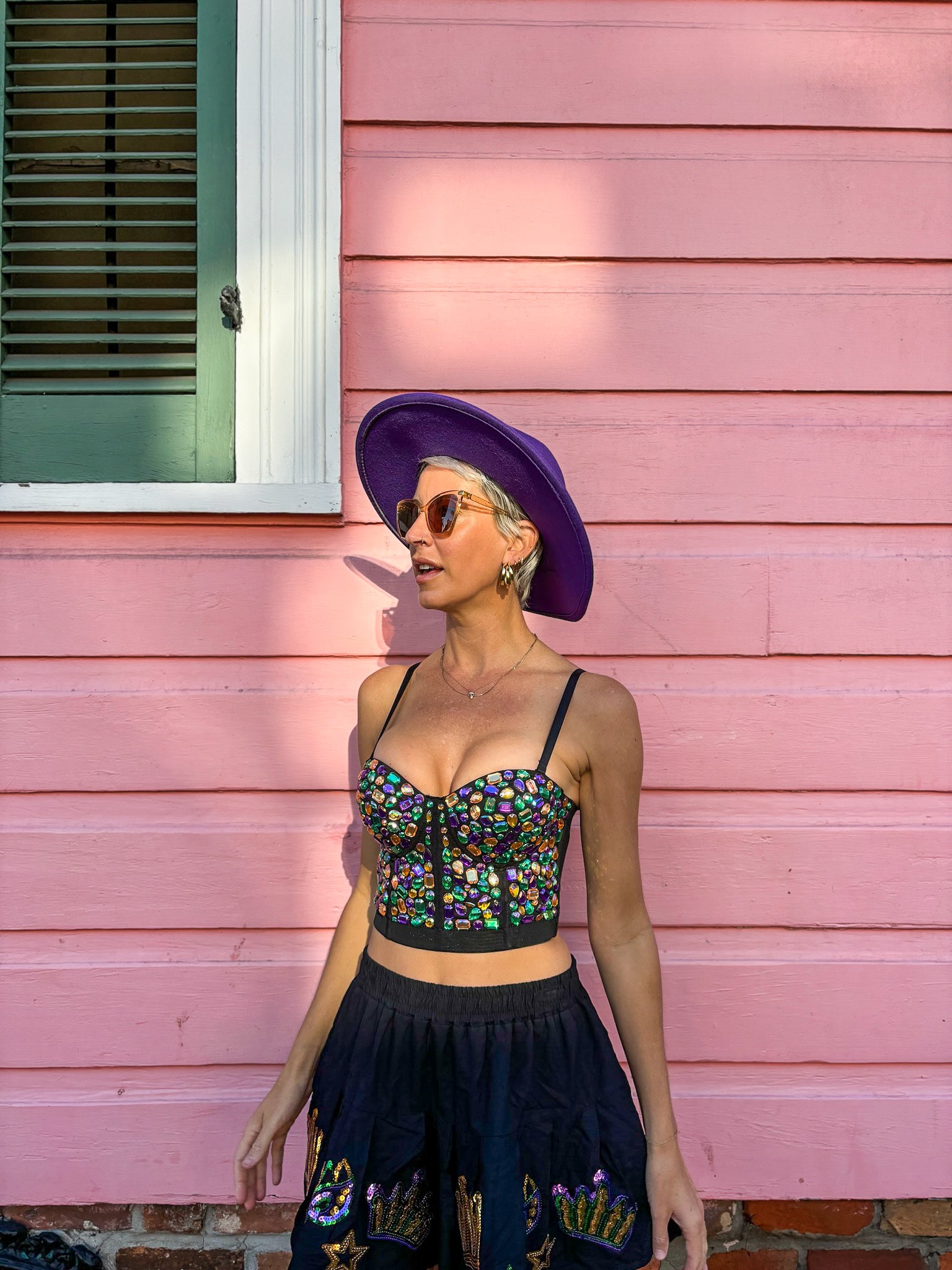 Rhinestone Bustier - Black – Mardi Gras Creations