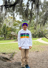White Chest Stripe Youth Zip Up Hoodie