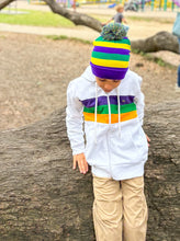 White Chest Stripe Youth Zip Up Hoodie
