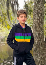 Black Chest Stripe Youth Zip Up Hoodie