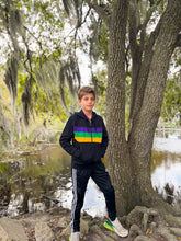 Black Chest Stripe Youth Zip Up Hoodie
