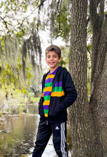 Black Chest Stripe Youth Zip Up Hoodie