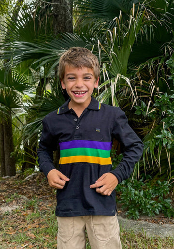 Camiseta de manga larga con raya negra en el pecho para jóvenes
