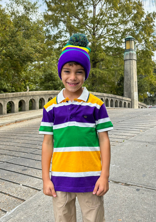 Short à rayures épaisses pour enfant, manches courtes