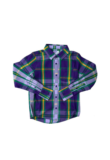 Chemise boutonnée unisexe à rayures fines pour enfant
