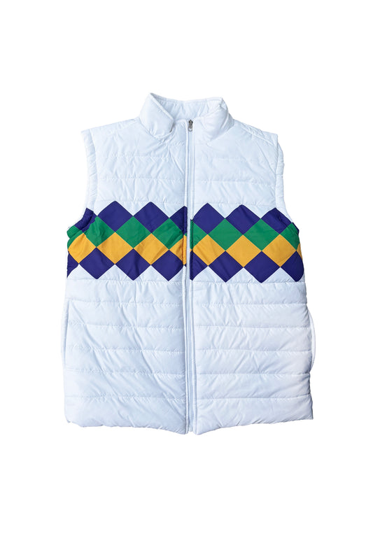 Adult Waterproof White Reversible Puffer Vest